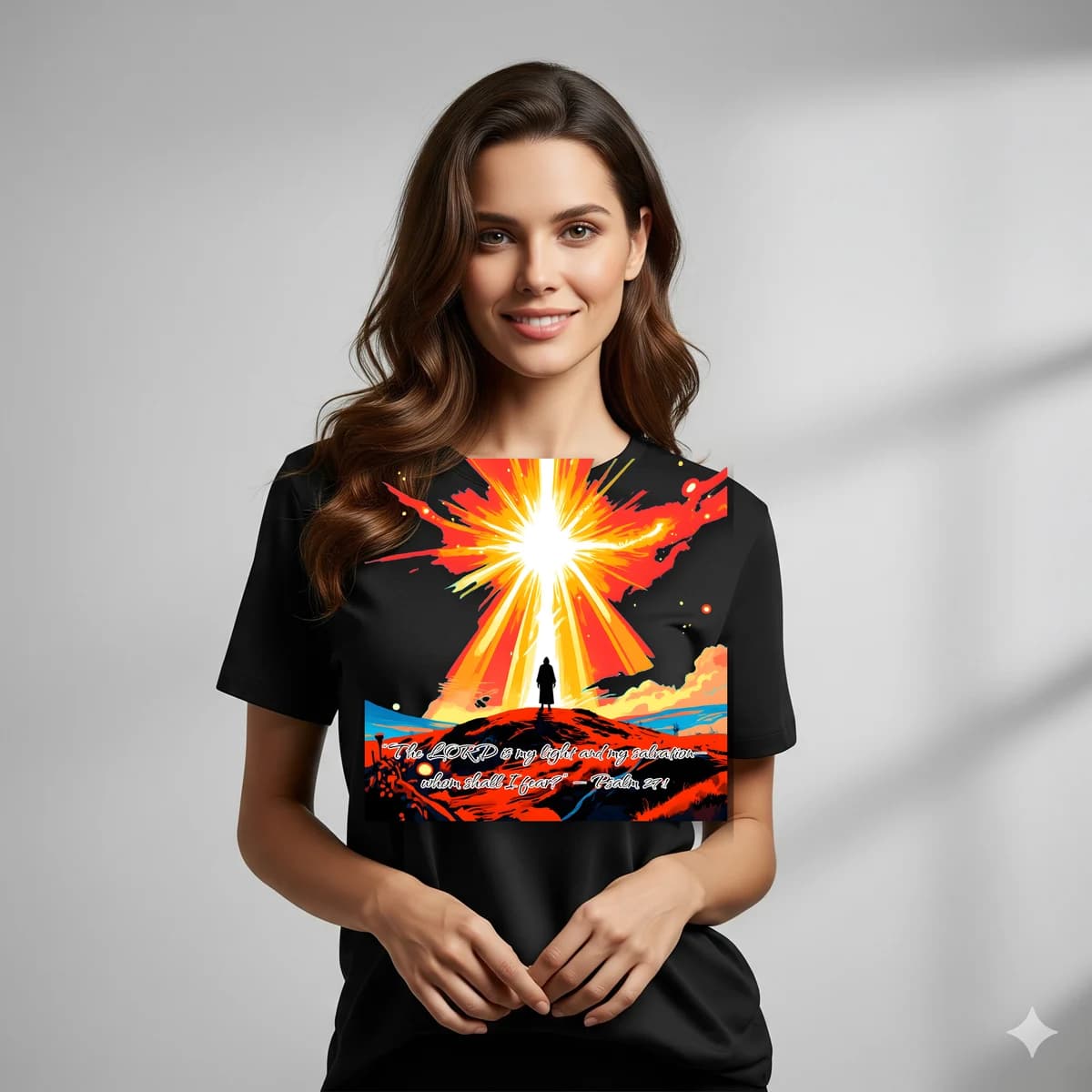My Light & My Salvation — Psalm 27:1 Christian t-shirt design (English, Black)